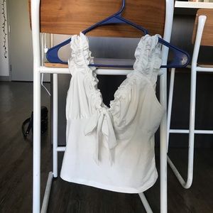 Puffy sleeve white cropped blouse